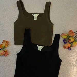 H&M Women's Black and Brown Tank Tops
